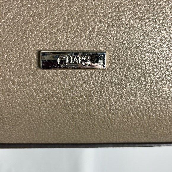 Chaps Tan Taupe Satchel Handbag | FREE Pearl Charm - Picture 3 of 9